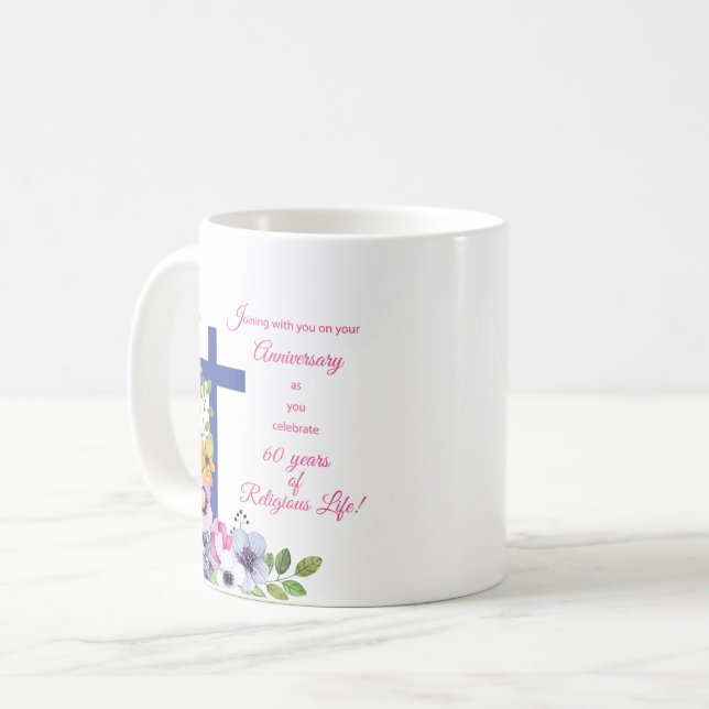 Mug 60e Anniversaire, Nun, Religious Life Cross (Devant gauche)