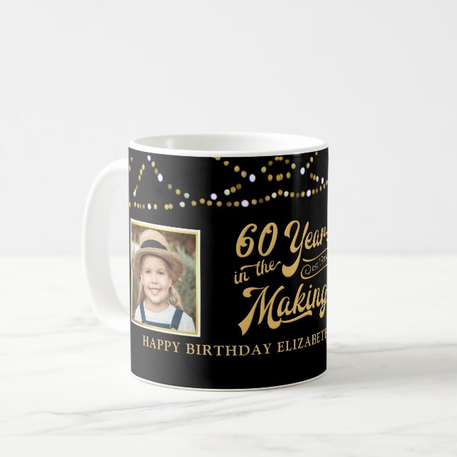 Mug 60e anniversaire puis maintenant Photos Black Gold (Devant gauche)