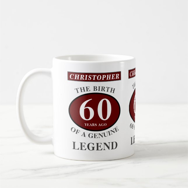 Mug 60e anniversaire Red Genuine Legend Ajouter votre  (Gauche)