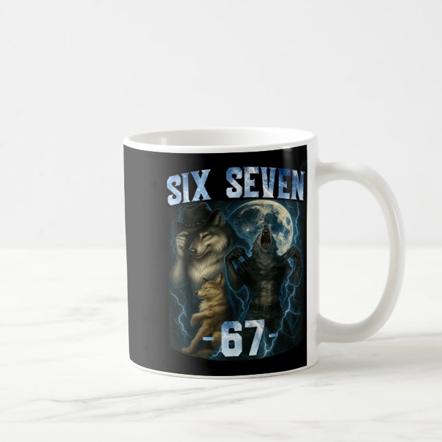 Mug 67 Alpha Wolf Meme Funny Graphic Tee Six Seven Hum (Droite)