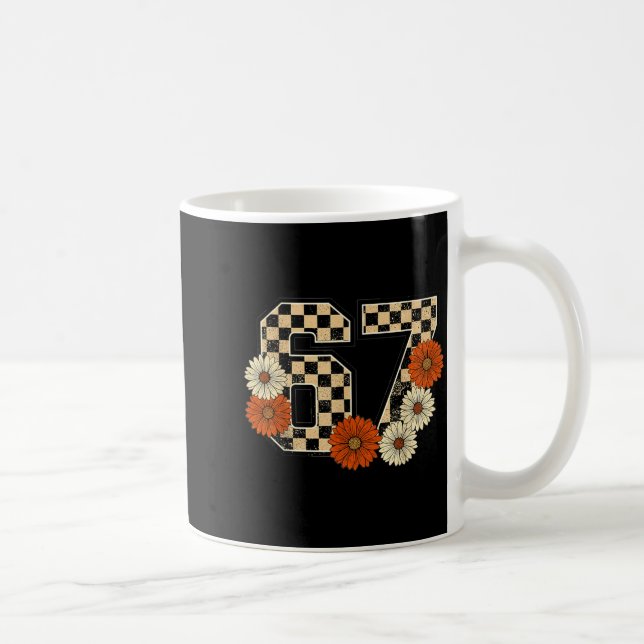 Mug 6 7 Retro Fall Meme Checkerboard Tee Haunted By 67 (Droite)