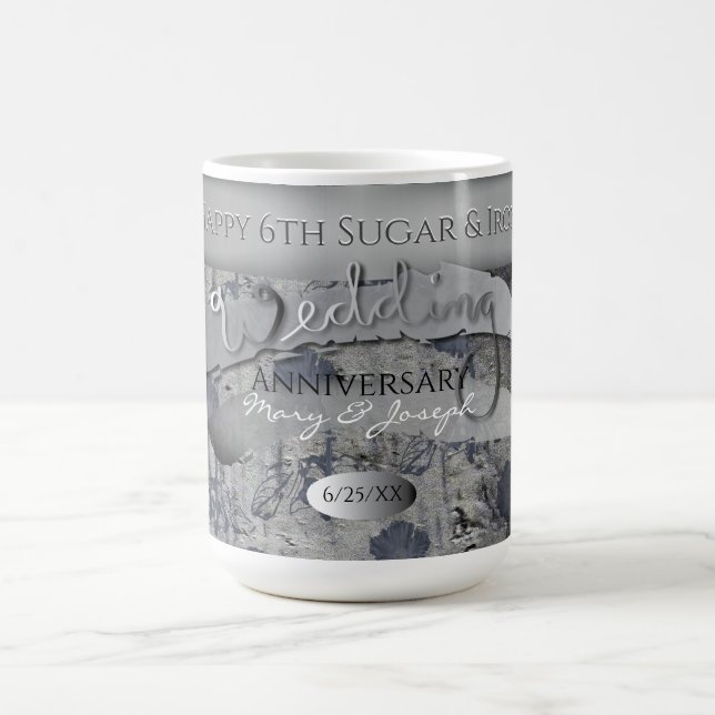 Mug 6e anniversaire de Mariage de fer et de sucre Café (Centre)
