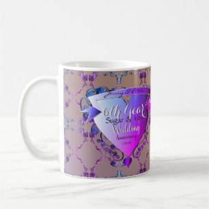 Mug 6e anniversaire Mariage Roses de l'Améthyste