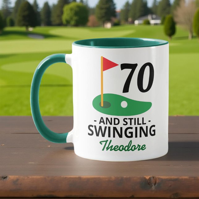 Mug 70 et toujours Swing, Funny 70e Anniversaire Golfe (Créateur téléchargé)