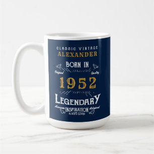 Mug 70e anniversaire 1952 Nom Legendary Blue Gold Gran