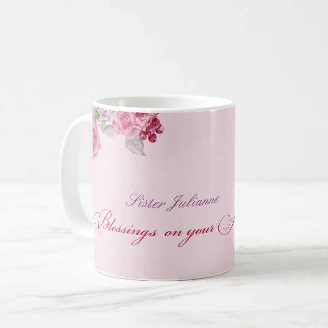 Mug 70e anniversaire de la vie religieuse Nonne cathol (Devant gauche)