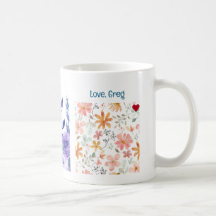 Mug 70e anniversaire Fleurs Aimer Élégant Floral moder