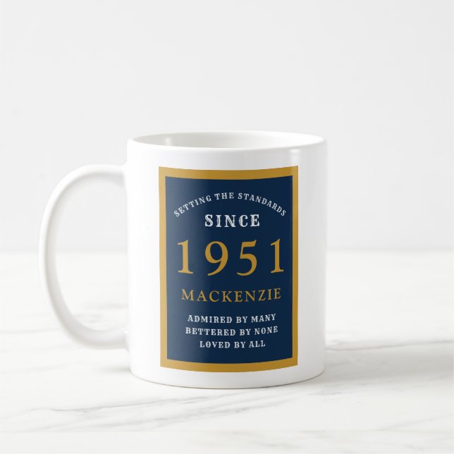 Mug 70e anniversaire personnalisé 1951 Elégant Blue Go (Gauche)