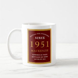 Mug 70e anniversaire personnalisé 1951 Elégant or roug