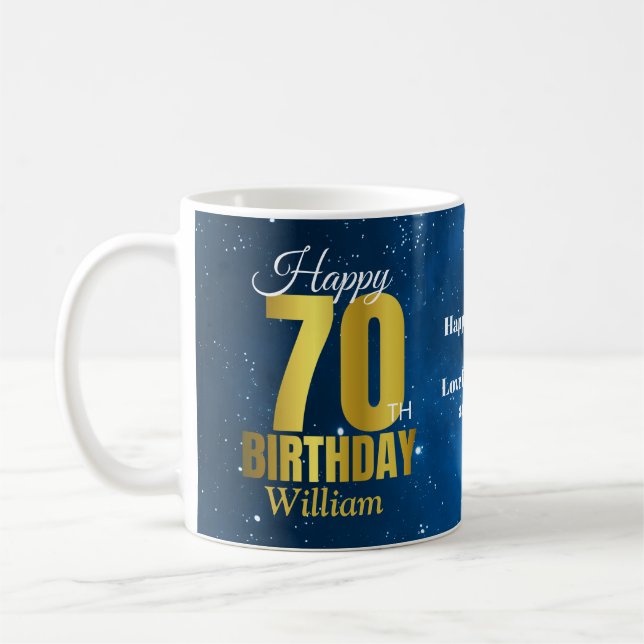 Mug 70e anniversaire Typographie de l'espace bleu (Gauche)