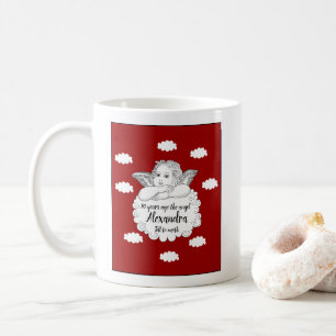 Mug 70th Birthday Red Christian Angel Ajouter un nom A