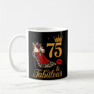 Mug 75 Et Fabuleux 75 Ans Queen High Heels Leop