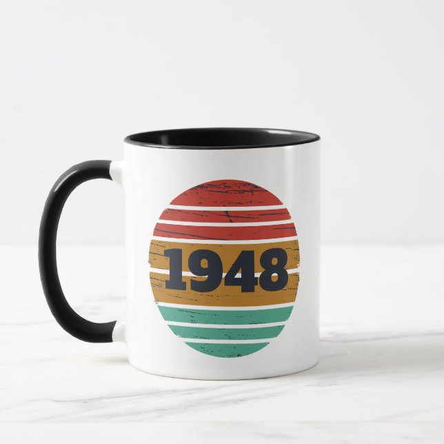 Mug 75e anniversaire vintage personnalisé (Gauche)