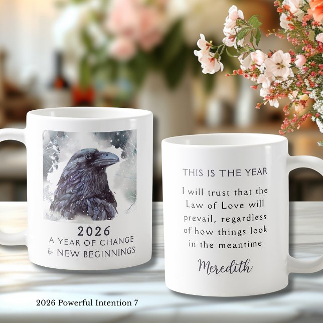 Mug 7. Corbeau 2026 Année de Changement Intention Puis (Raven 2026 Year of Change and New Beginnings Powerful Intention 7 Coffee Mug)