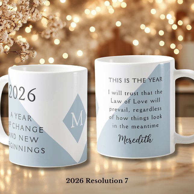 Mug 7. New Year Resolution for 2026 Year of Change  (2026 Year of Change and New Beginnings Dusty Blue Resolution 7 Coffee Mug)