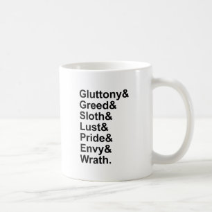 Mug 7 Péchés Mortels - Fierté Gluttony Envie De Colère