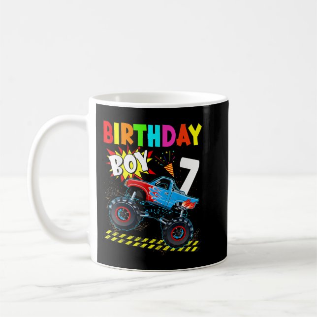 Mug 7e anniversaire Boy Blaze 7 an Vieux Monster Truck (Gauche)