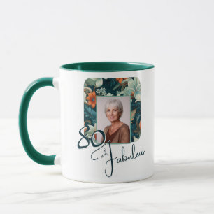Mug 80 et fabuleux Motif Flower Photo Anniversaire