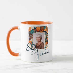 Mug 80 et fabuleux Motif Flower Photo Anniversaire