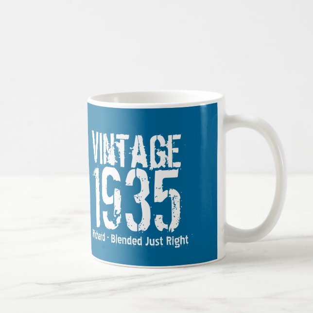 Mug 80e anniversaire 1935 ou TOUTE ANNÉE Bleu blanc M3 (Droite)