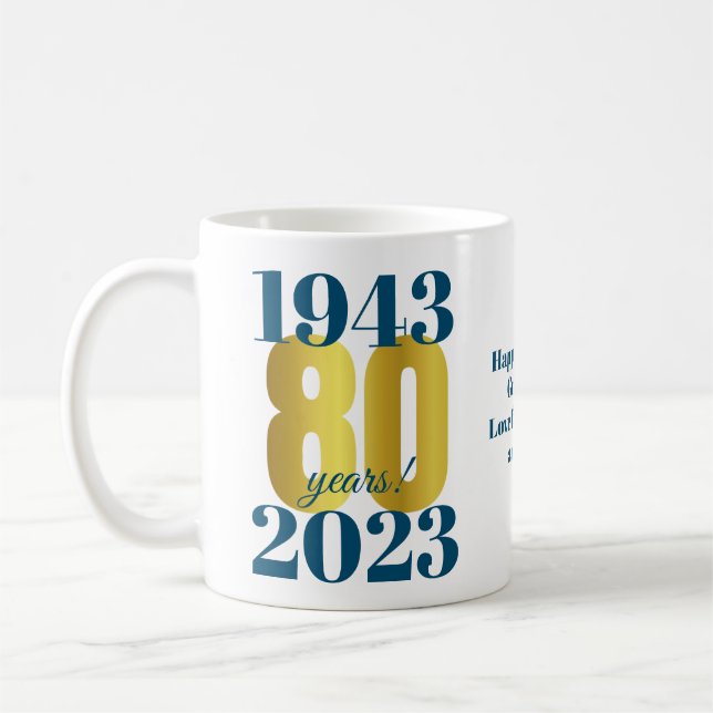 Mug 80e anniversaire Blue Gold (Gauche)