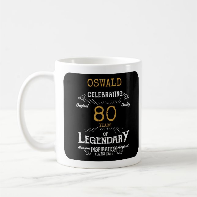 Mug 80e anniversaire Légendaire Black Gold Retro (Gauche)