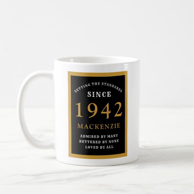 Mug 80e anniversaire personnalisé 1942 Elégant Black G (Gauche)