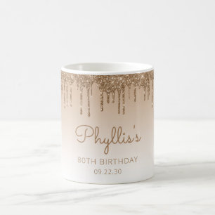 Mug 80e Anniversaire Personnalisé avec Dégoulinade de 