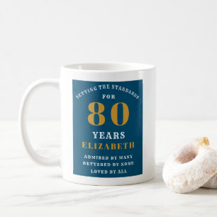 Mug 80th Birthday Blue And Gold Ajouter Votre Nom