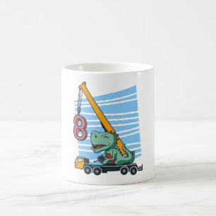 Mug 8 ans 8e anniversaire grue mobile Dinosaur
