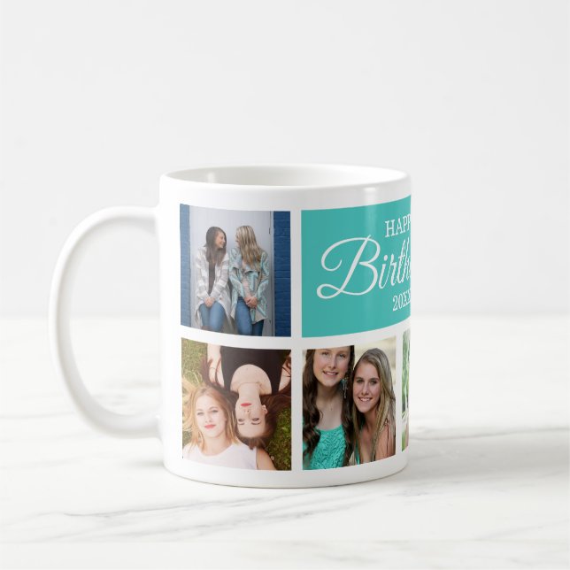 Mug 8 Collage photo Joyeux anniversaire (Gauche)