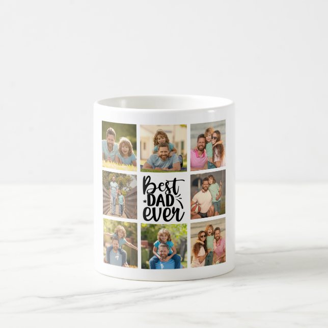 Mug 8 Collage photo Meilleur papa jamais (Centre)