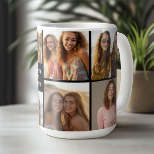 Mug 8 Collage photo minimaliste - Grille noire et blan