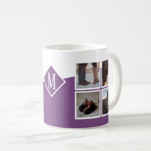 Mug 8 Photo Collage Instagram Monogramme violet