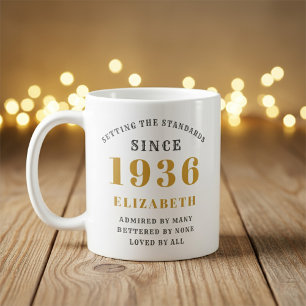 Mug 90e anniversaire personnalisé 1936 Ajouter un nom