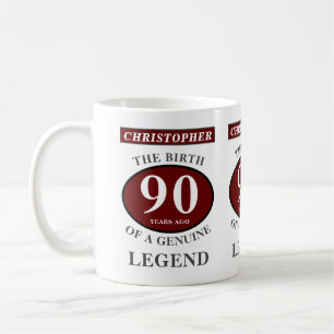 Mug 90e anniversaire Red Genuine Legend Ajouter votre 