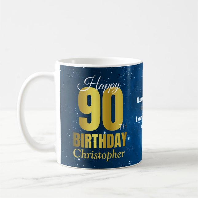 Mug 90e anniversaire Typographie de l'espace bleu (Gauche)