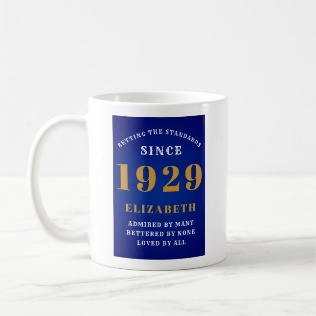 Mug 90th Birthday Standards Born 1929 Ajouter Votre No (Gauche)