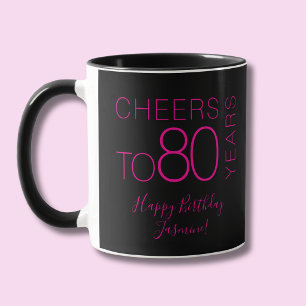 Mug À 80 ans, élégant anniversaire Black Pink