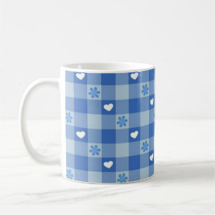 Mug à café à carreaux bleus classiques