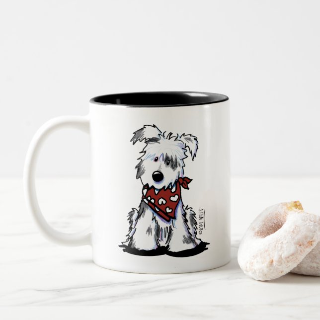 Mug à café à deux tons Amoureux des chiens (Avec donut)
