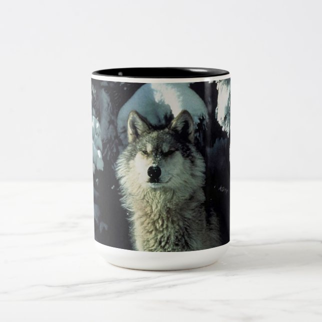 Mug à café à deux tons de loup d'hiver (Centre)