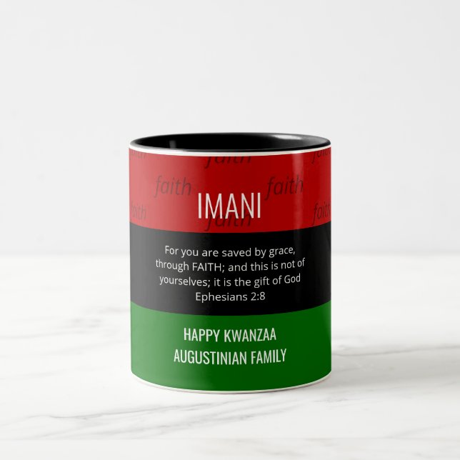 Mug à café à deux tons IMANI Kwanzaa personnalisé (Centre)
