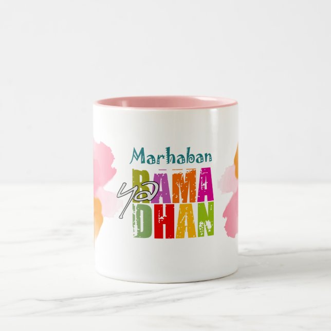 Mug à café à deux tons Marhaban ya Ramadhan (Centre)