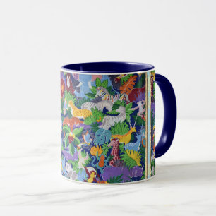 Mug à café à deux tons pour animaux de la jungle c