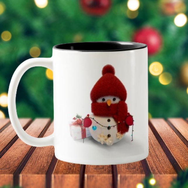 Mug à café à deux tons pour Scarf Snowman (Créateur téléchargé)