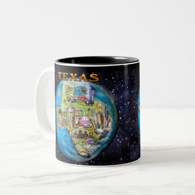 Mug à café à deux tons Texas Planet (Devant gauche)