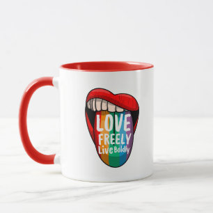 Mug à café arc-en-ciel fièrement LGBTQ fier et bru