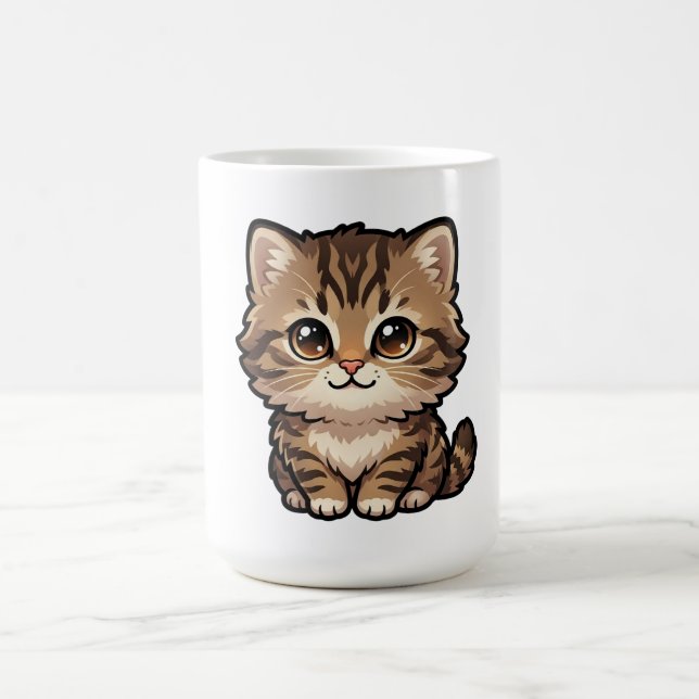 Mug à café avec chaton tabby marron mignon (Centre)