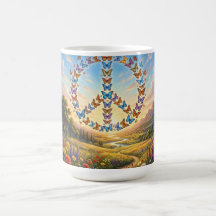 Mug à café avec signe de paix dessiné avec des pap